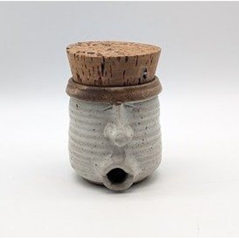 Vtg Studio Pottery Face Pencil Sharpener 3.5" Speckled Stoneware Handmade Unique